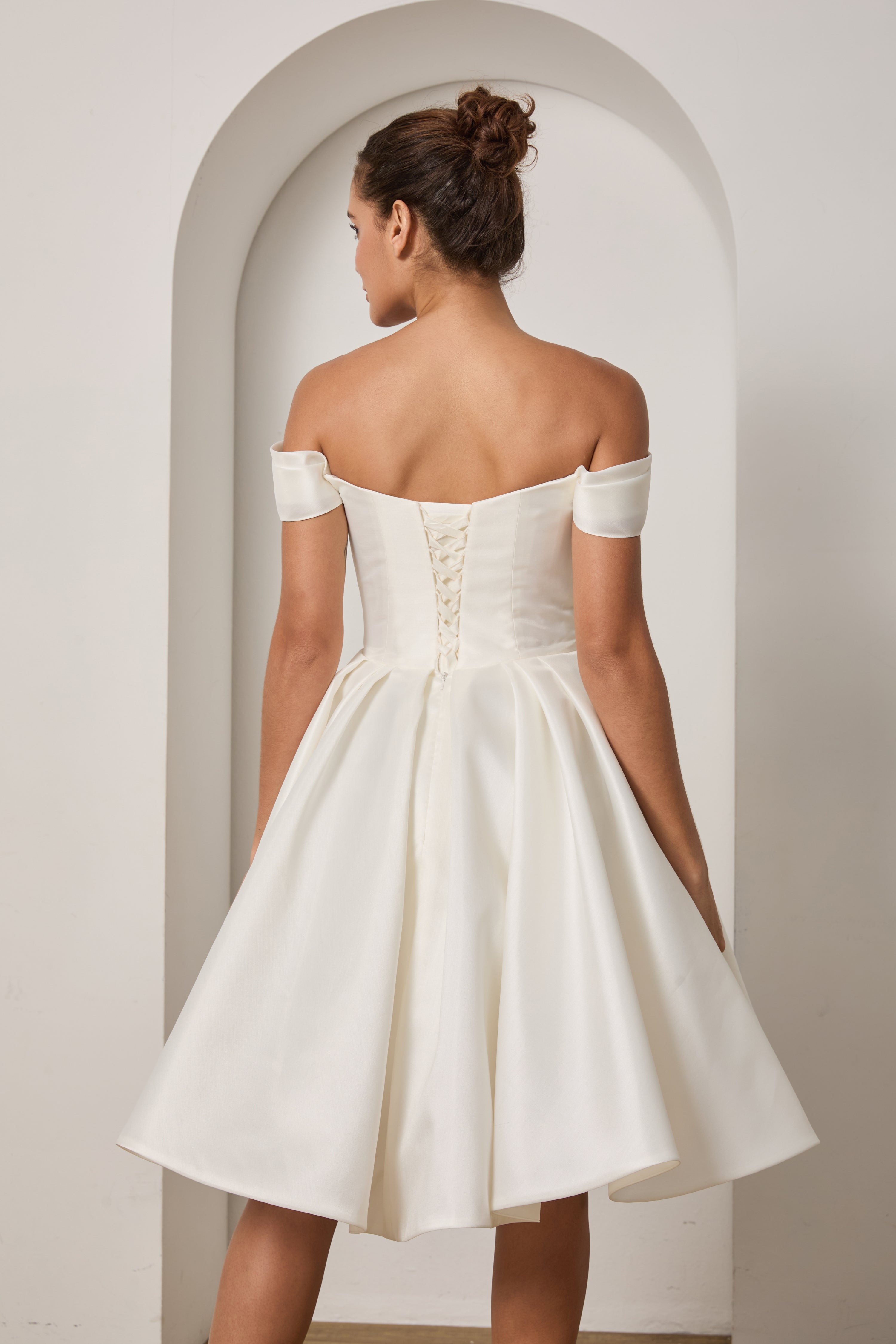 Knielanges  Hochzeitskleid, kurzes Brautkleid LVB2703