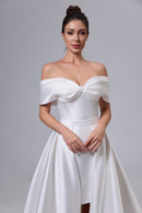 SEXY SATIN-BRAUTKLEID MIT ABNEHMBARER SCHLEPPE LVB2532