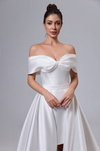 SEXY SATIN-BRAUTKLEID MIT ABNEHMBARER SCHLEPPE LVB2532