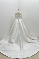 Elegantes Satin-Brautkleid mit abnehmbaren Ärmeln LVB2695