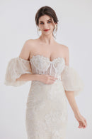 Sexy Meerjungfrau-Brautkleid aus Spitze mit abnehmbaren Ärmeln LVB2609