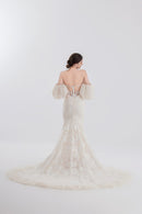 Sexy Meerjungfrau-Brautkleid aus Spitze mit abnehmbaren Ärmeln LVB2609