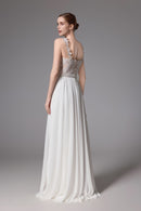 Perlenbesetztes Brautkleid mit romantischem Chiffonrock LVS2407