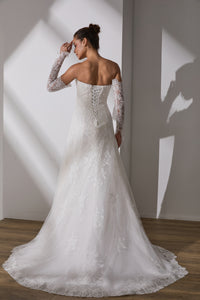 Alles-inklusive-Paket: Brautkleid, Schleier, Handschuhe aus Spitze - Limitierter Sonderpreis LVB2701