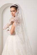 Komplett Paket: Spitzenbrautkleid+Schleier+Handschuhe+abnehmbare Ärmel+Haarschmuck zum Sparpreis LVB2702