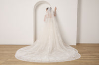 Komplett Paket: Spitzenbrautkleid+Schleier+Handschuhe+abnehmbare Ärmel+Haarschmuck zum Sparpreis LVB2702