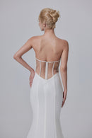 Sexy Mikado-Meerjungfrauen-Brautkleid mit Illusionsschleppe LVB2605