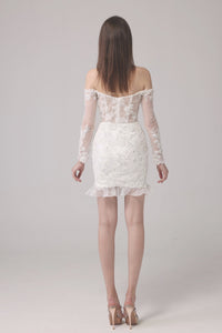 Kurzes Spitzenbrautkleid LVB2631