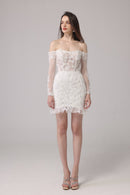 Kurzes Spitzenbrautkleid LVB2631