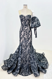 Einzigartiges, schlichtes, spitzes Etuikleid im Meerjungfrauen-Stil LVB2693